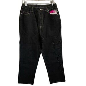 Quacker Factory Black Heart Embellished Women's Jeans Size Large